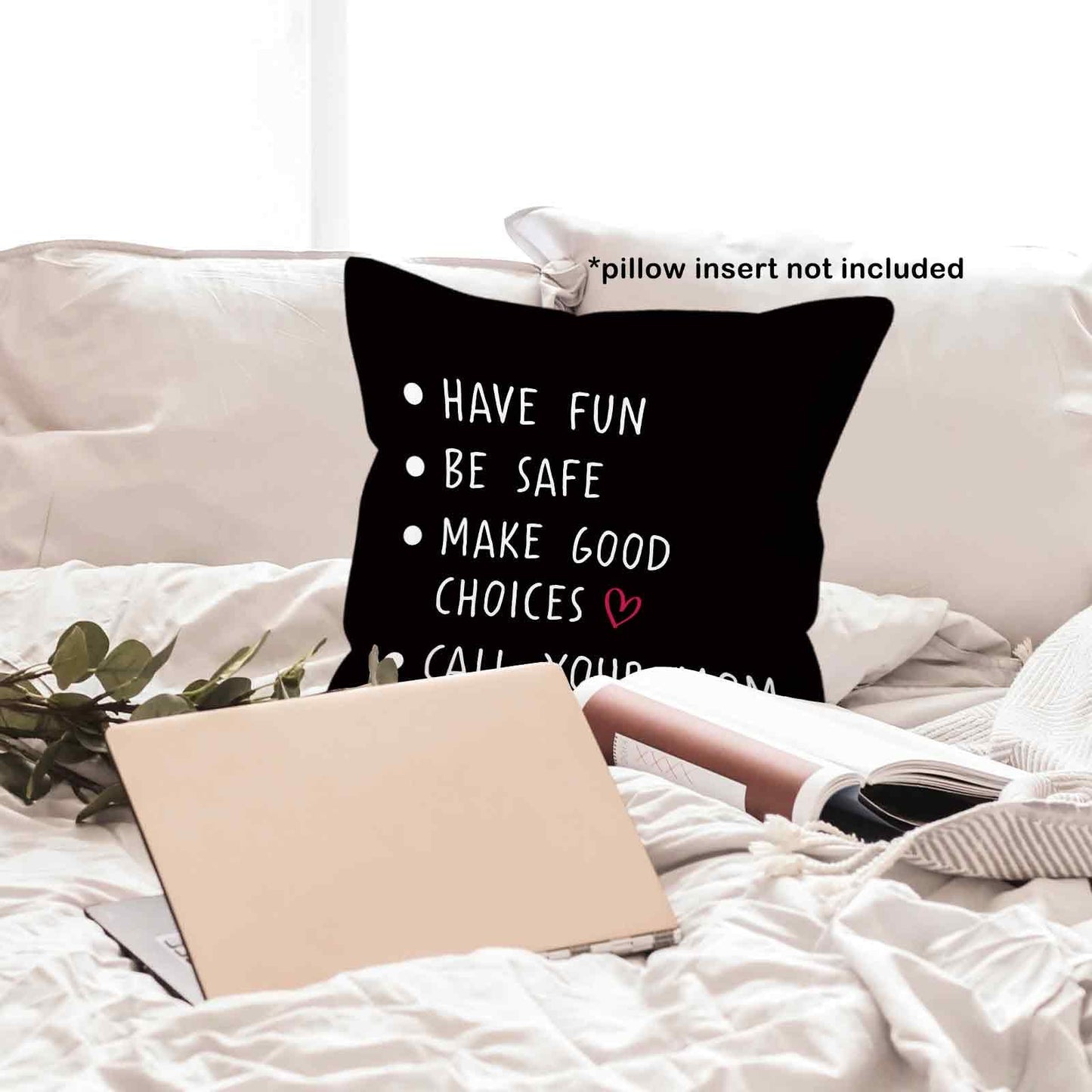 Call Your Mom Dorm Throw Pillow Covers 18x18, Boho Rainbow Decorative Square Pillow Cases for Couch Bed Sofa, Cute Decor Pillowcases for College Dorm Classroom Bedroom, Back to School Gifts