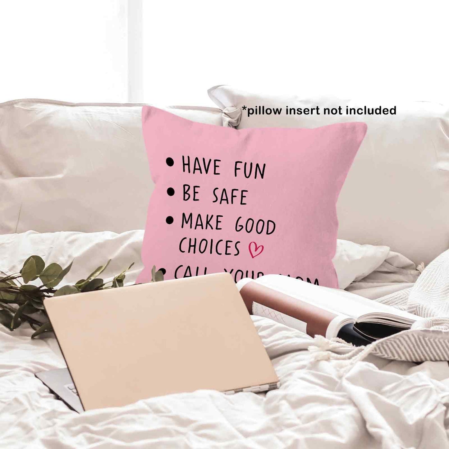 Call Your Mom Dorm Throw Pillow Covers 18x18, Boho Rainbow Decorative Square Pillow Cases for Couch Bed Sofa, Cute Decor Pillowcases for College Dorm Classroom Bedroom, Back to School Gifts