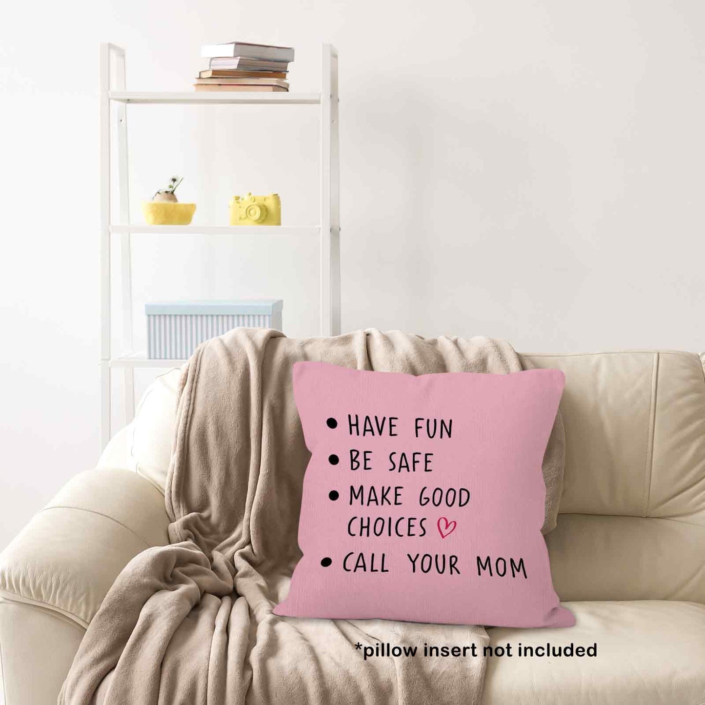 Call Your Mom Dorm Throw Pillow Covers 18x18, Boho Rainbow Decorative Square Pillow Cases for Couch Bed Sofa, Cute Decor Pillowcases for College Dorm Classroom Bedroom, Back to School Gifts