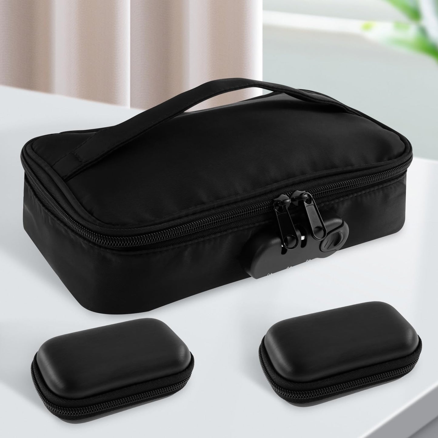 Locking Toy Storage Bag Portable Lockable Toy Storage Bag with 2 Mini EVA Zipper Boxes Lightweight Discreet Lockable Storage Toy Bag Box for Private Items Women Men (1)