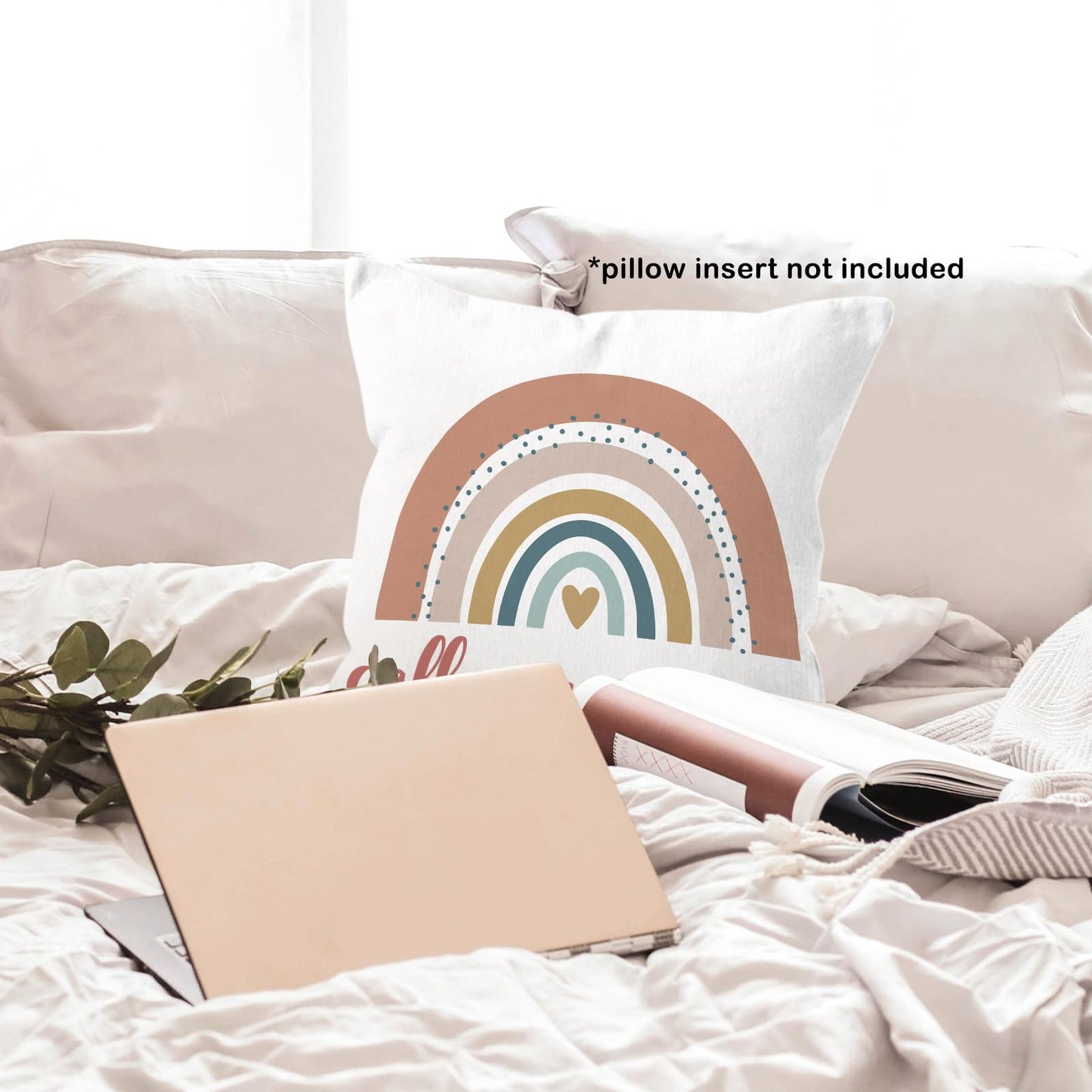Call Your Mom Dorm Throw Pillow Covers 18x18, Boho Rainbow Decorative Square Pillow Cases for Couch Bed Sofa, Cute Decor Pillowcases for College Dorm Classroom Bedroom, Back to School Gifts