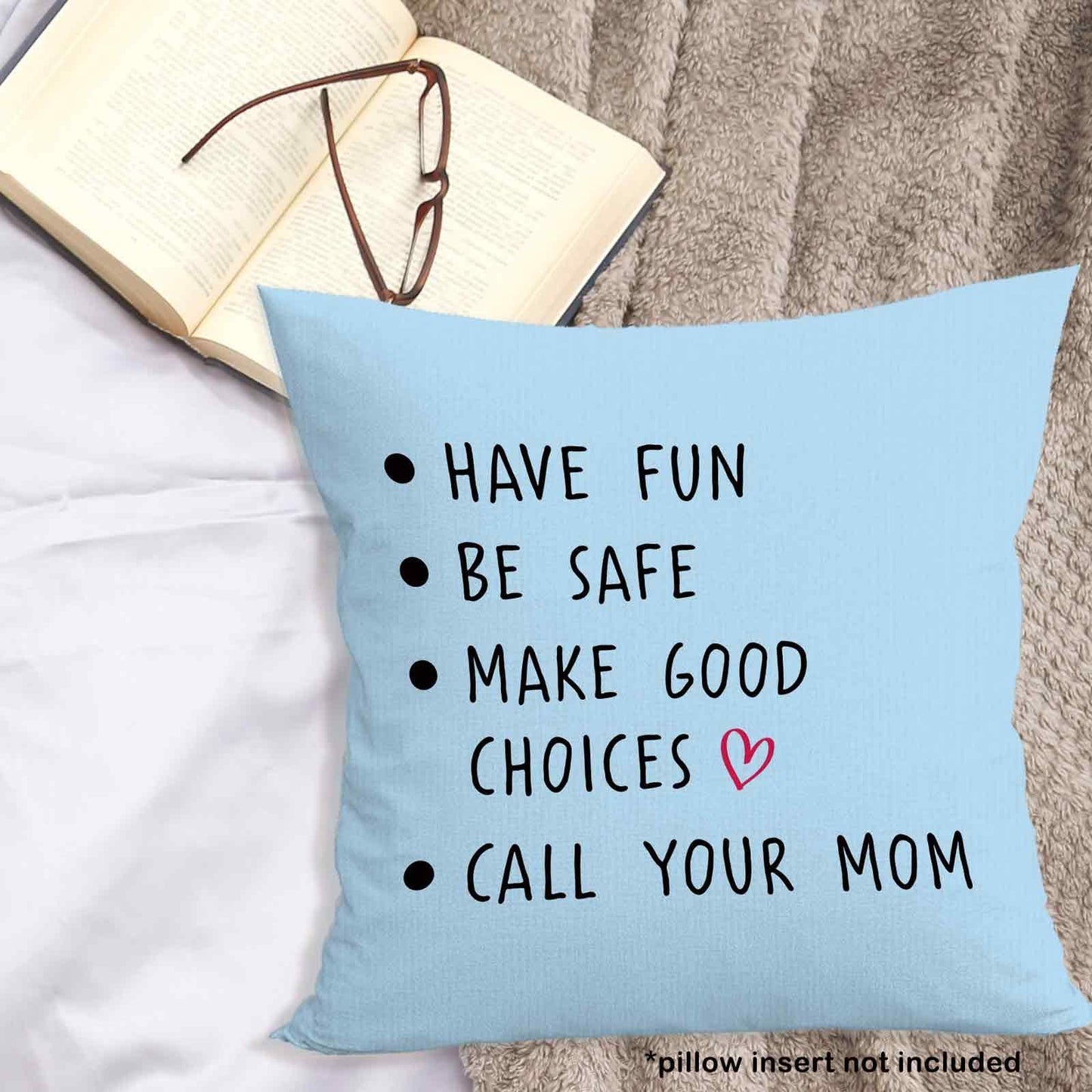 Call Your Mom Dorm Throw Pillow Covers 18x18, Boho Rainbow Decorative Square Pillow Cases for Couch Bed Sofa, Cute Decor Pillowcases for College Dorm Classroom Bedroom, Back to School Gifts