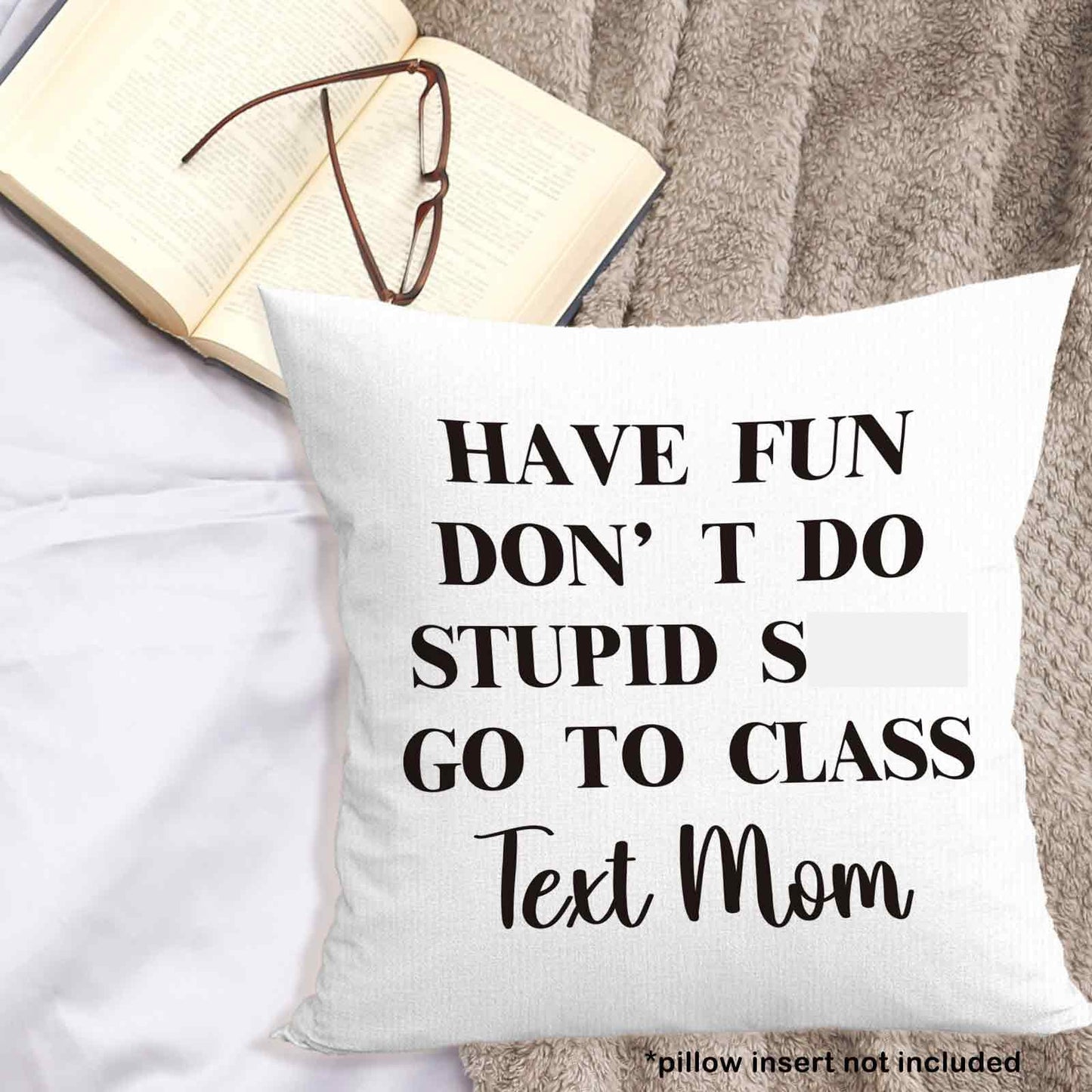 Call Your Mom Dorm Throw Pillow Covers 18x18, Boho Rainbow Decorative Square Pillow Cases for Couch Bed Sofa, Cute Decor Pillowcases for College Dorm Classroom Bedroom, Back to School Gifts