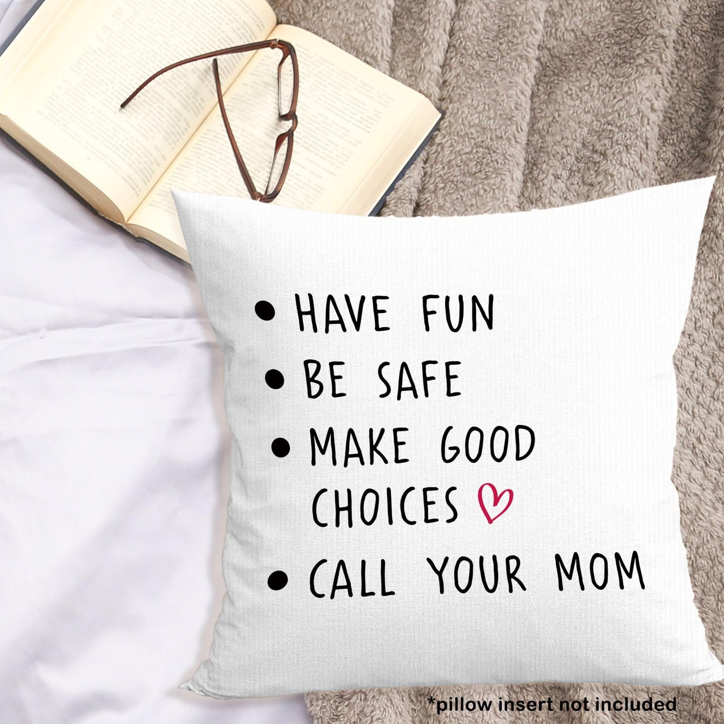 Call Your Mom Dorm Throw Pillow Covers 18x18, Boho Rainbow Decorative Square Pillow Cases for Couch Bed Sofa, Cute Decor Pillowcases for College Dorm Classroom Bedroom, Back to School Gifts