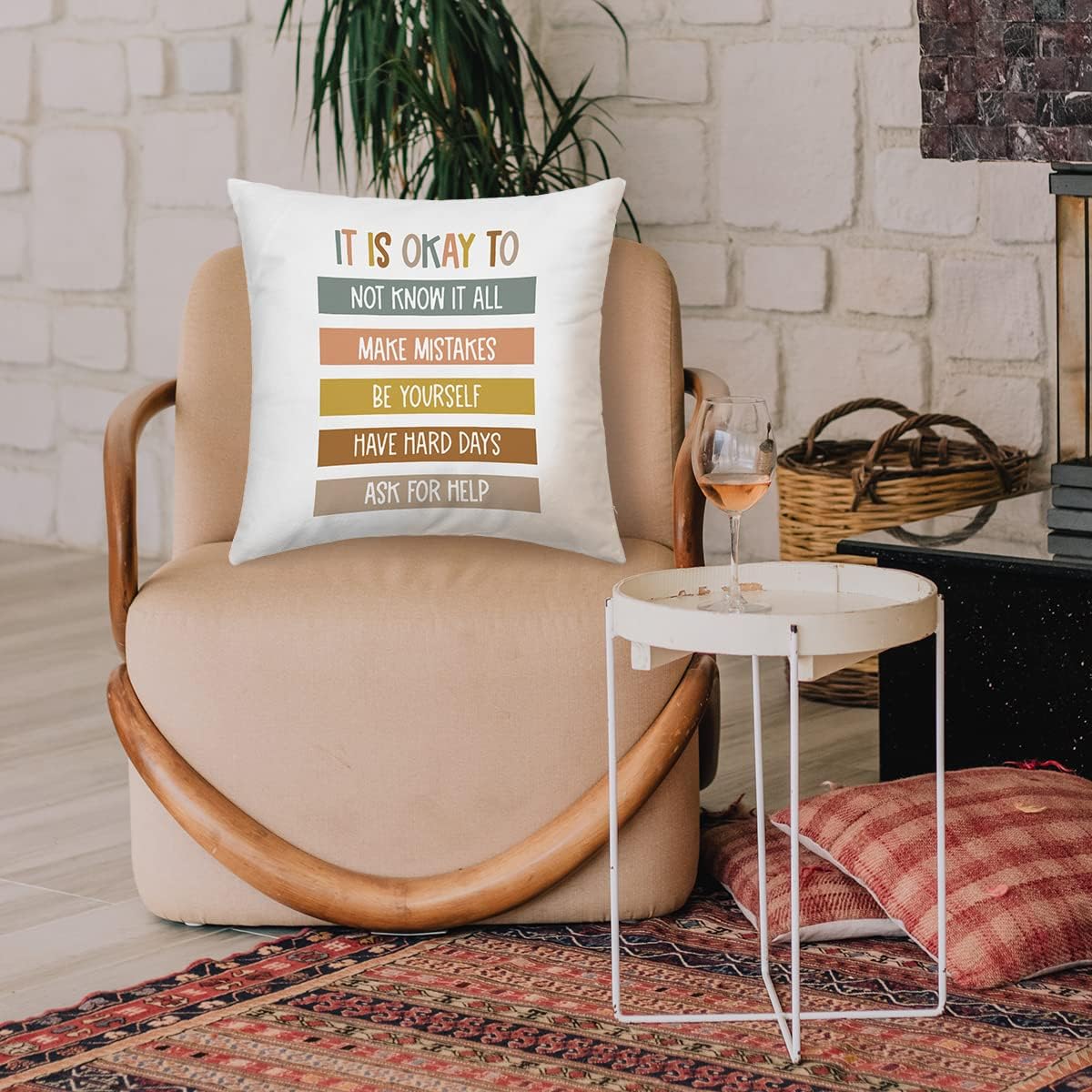 DIBOR It Is Okay To Not Know It All Be Yourself Throw Pillow Covers 18x18 in - Inspirational Saying Nursery Home Decorative Cushion Covers,Classroom Bedroom Reading Room Pillow Case For Sofa Couch Bed