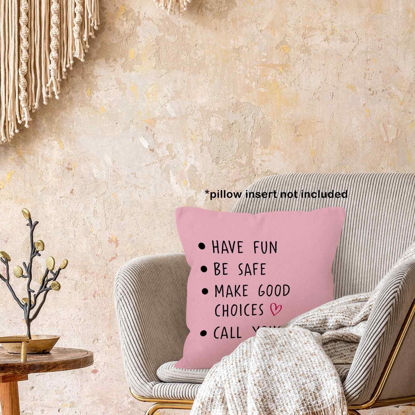 Call Your Mom Dorm Throw Pillow Covers 18x18, Boho Rainbow Decorative Square Pillow Cases for Couch Bed Sofa, Cute Decor Pillowcases for College Dorm Classroom Bedroom, Back to School Gifts