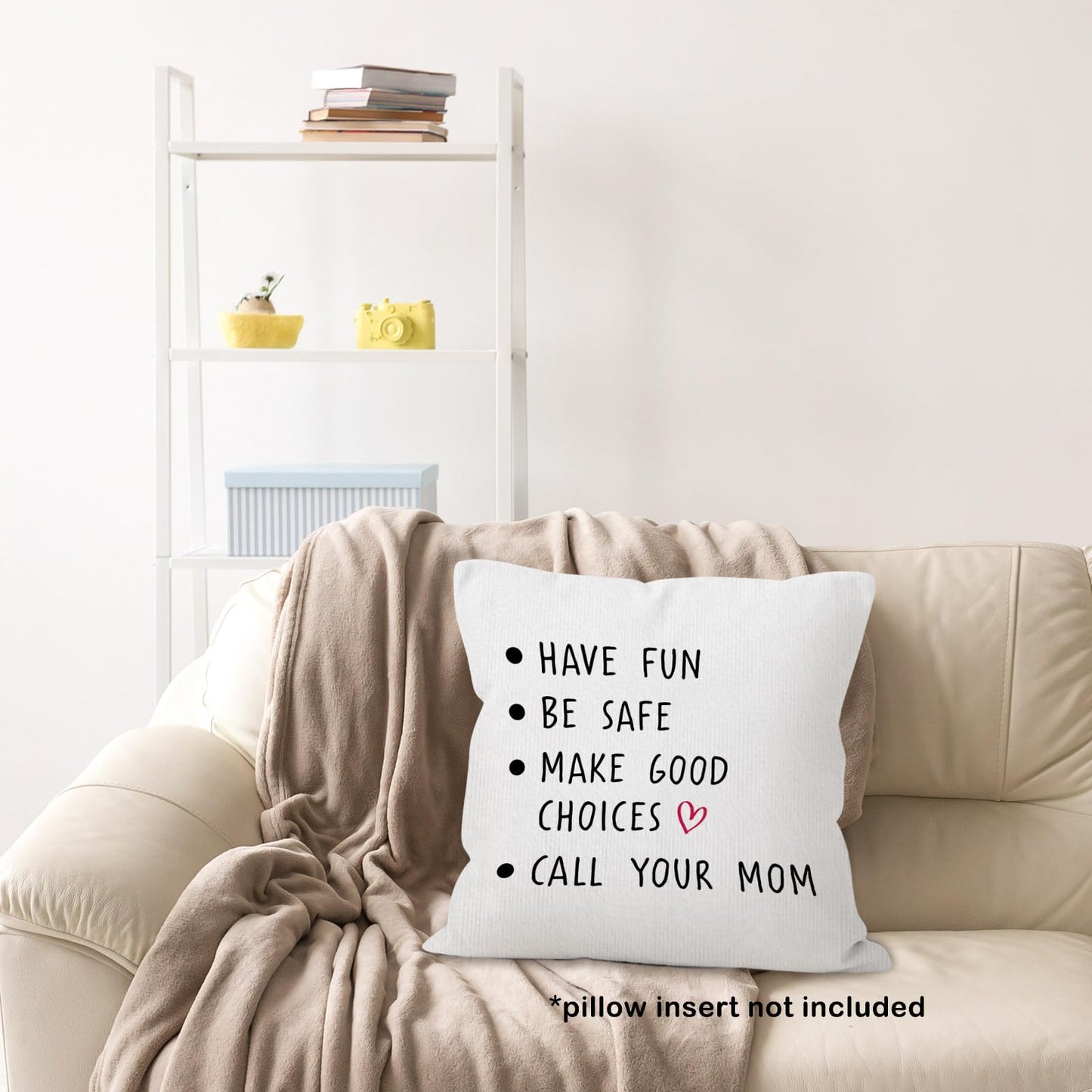Call Your Mom Dorm Throw Pillow Covers 18x18, Boho Rainbow Decorative Square Pillow Cases for Couch Bed Sofa, Cute Decor Pillowcases for College Dorm Classroom Bedroom, Back to School Gifts