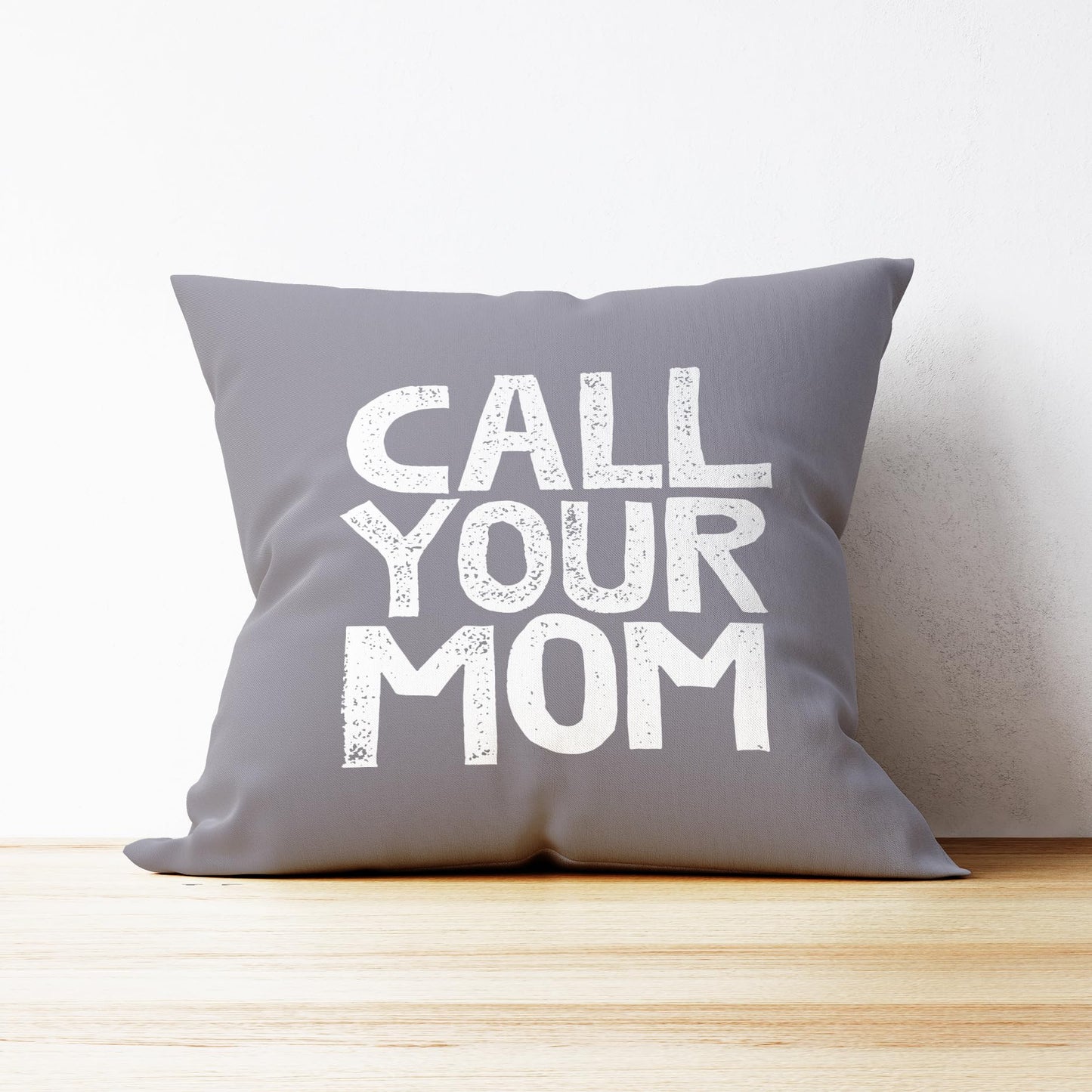 Mancheng-zi Call Your Mom Funny Throw Pillow Case, for Daughter, Son Gifts, Dorm Room Accessories Graduation Party, 18 x 18 Inch Decorative Cotton Linen Cushion Cover for Sofa Couch Bed (18x18, Blue)