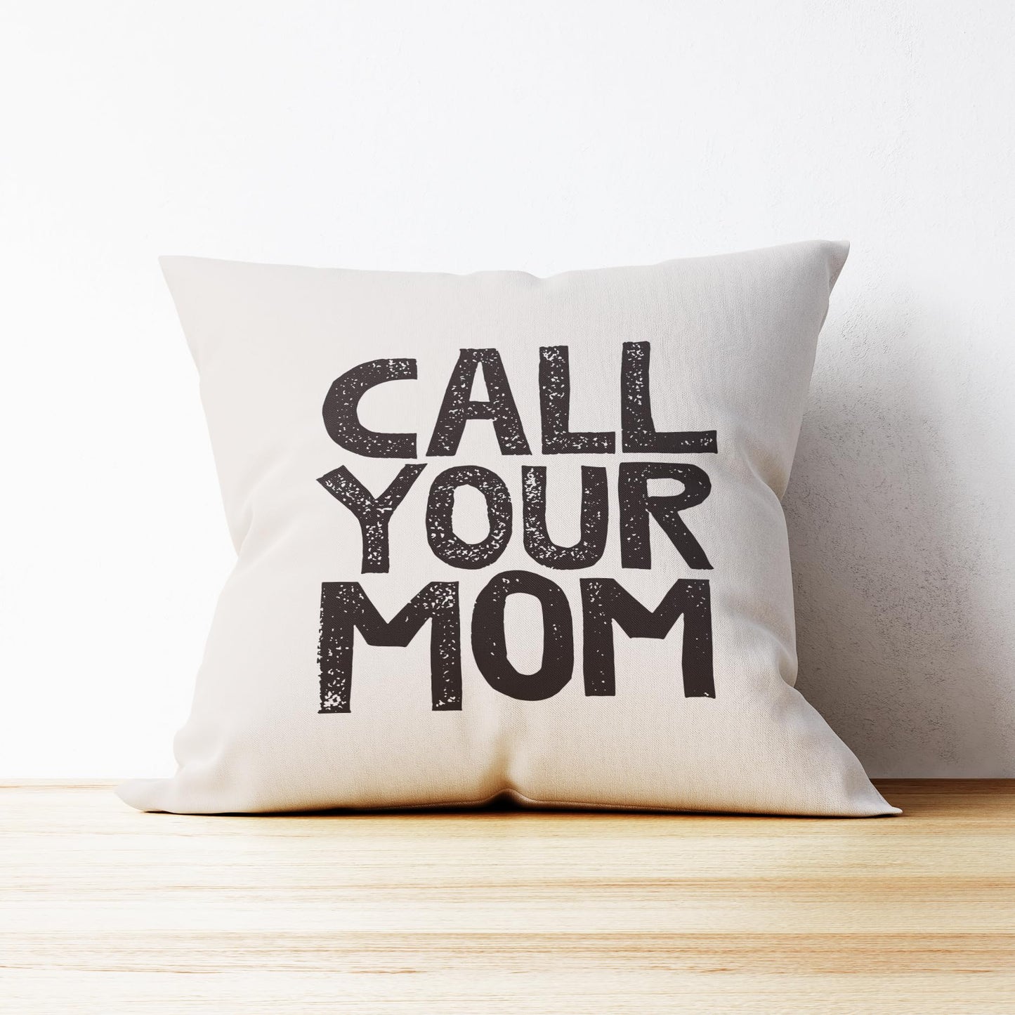 Mancheng-zi Call Your Mom Funny Throw Pillow Case, for Daughter, Son Gifts, Dorm Room Accessories Graduation Party, 18 x 18 Inch Decorative Cotton Linen Cushion Cover for Sofa Couch Bed (18x18, Blue)