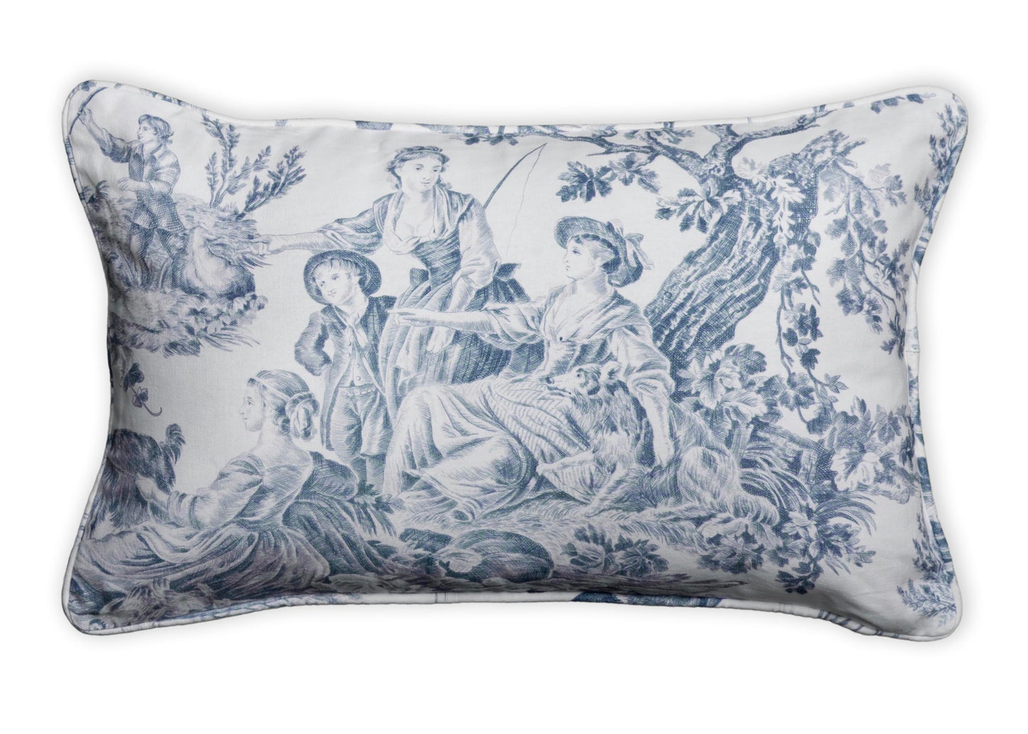 Maison d' Hermine Decorative Pillow Cover 100% Cotton, Toile Cushion Cover with Invisible Zipper for Bed, Living Room, Home Décor, Office, Sofa, The Miller - Denim - Spring/Summer (18"x18")