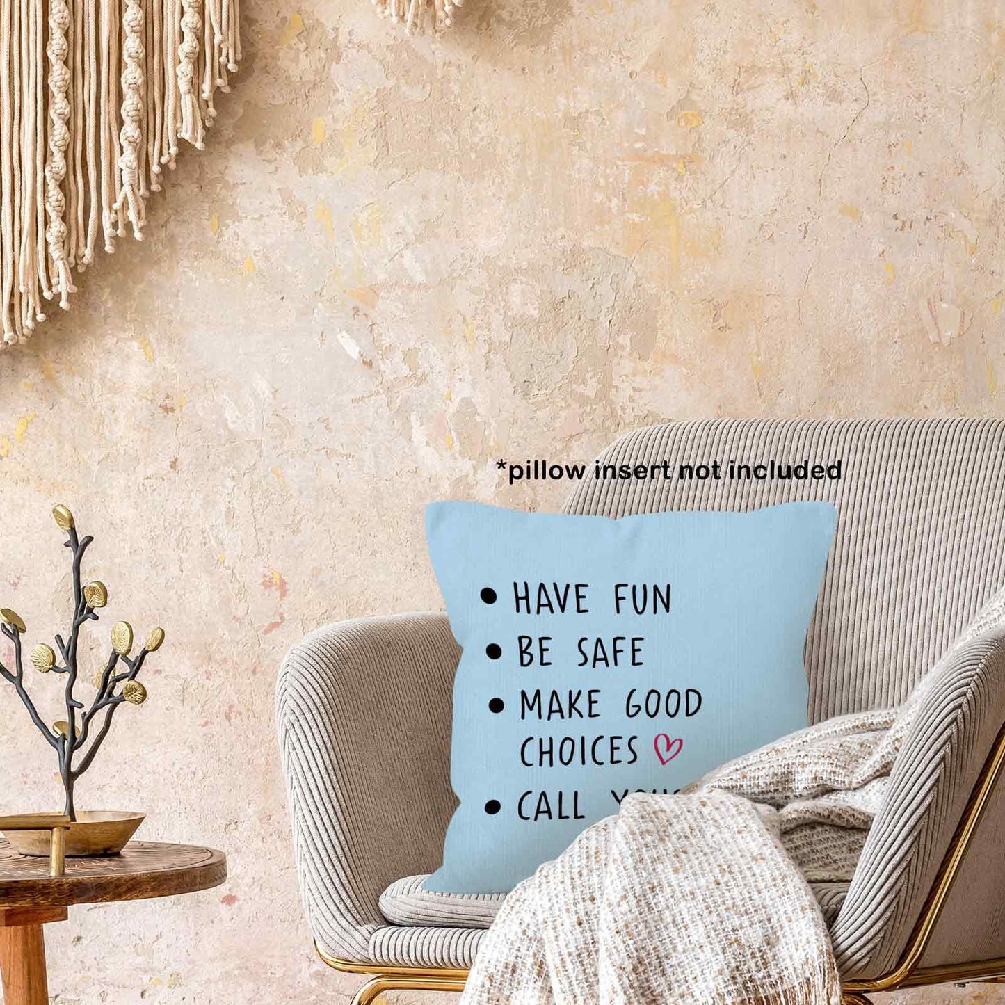 Call Your Mom Dorm Throw Pillow Covers 18x18, Boho Rainbow Decorative Square Pillow Cases for Couch Bed Sofa, Cute Decor Pillowcases for College Dorm Classroom Bedroom, Back to School Gifts