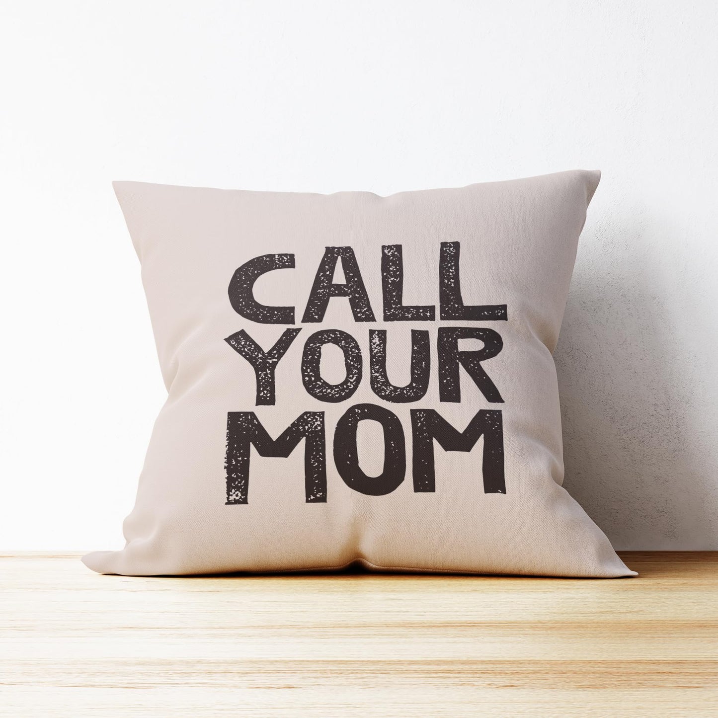 Mancheng-zi Call Your Mom Funny Throw Pillow Case, for Daughter, Son Gifts, Dorm Room Accessories Graduation Party, 18 x 18 Inch Decorative Cotton Linen Cushion Cover for Sofa Couch Bed (18x18, Blue)