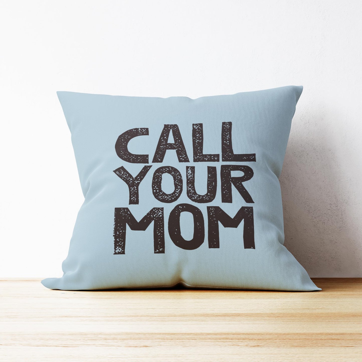 Mancheng-zi Call Your Mom Funny Throw Pillow Case, for Daughter, Son Gifts, Dorm Room Accessories Graduation Party, 18 x 18 Inch Decorative Cotton Linen Cushion Cover for Sofa Couch Bed (18x18, Blue)