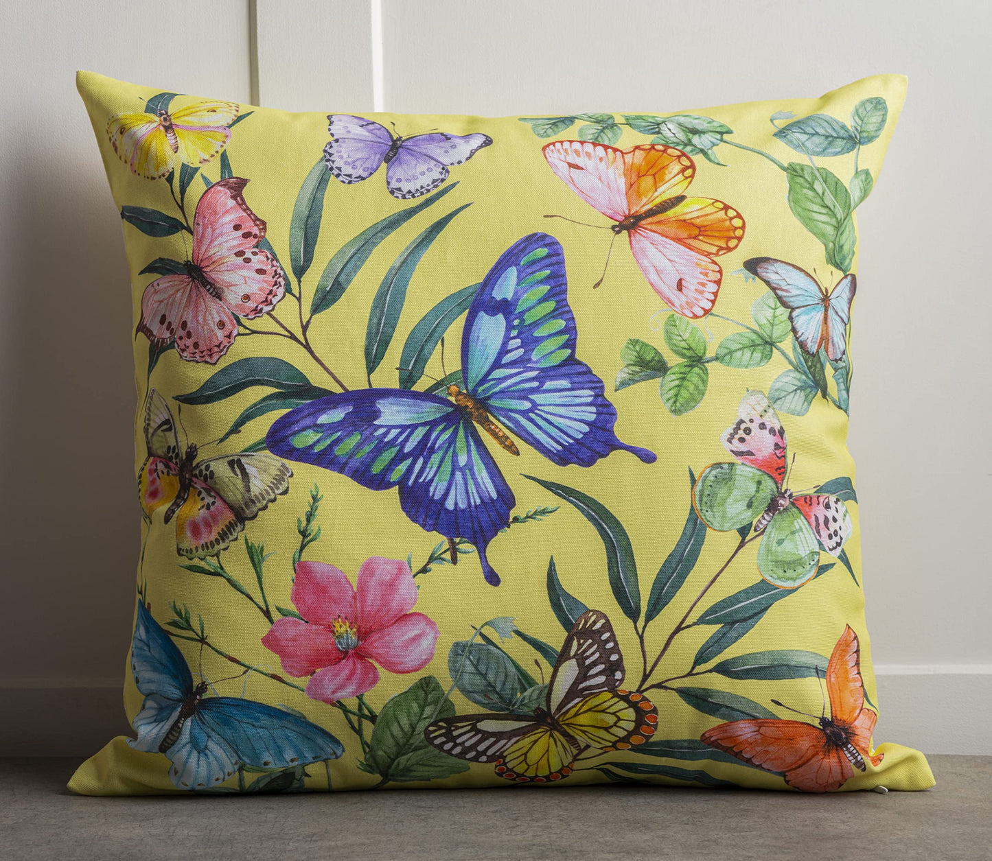 Maison d' Hermine Decorative Pillow Cover 100% Cotton, Toile Cushion Cover with Invisible Zipper for Bed, Living Room, Home Décor, Office, Sofa, The Miller - Denim - Spring/Summer (18"x18")