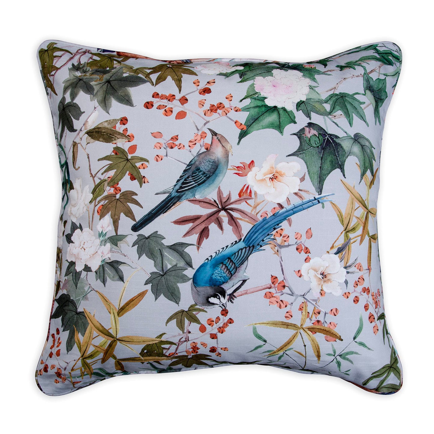 Maison d' Hermine Decorative Pillow Cover 100% Cotton, Toile Cushion Cover with Invisible Zipper for Bed, Living Room, Home Décor, Office, Sofa, The Miller - Denim - Spring/Summer (18"x18")