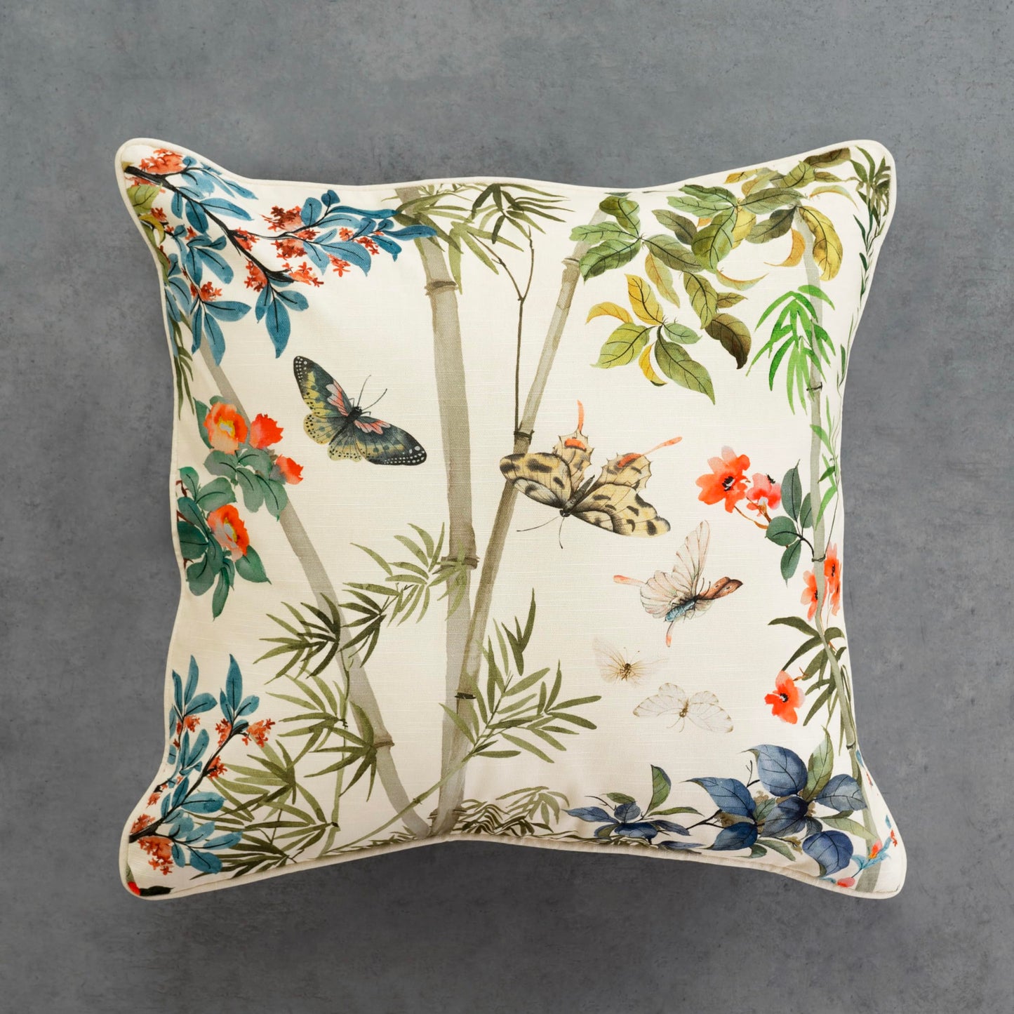 Maison d' Hermine Decorative Pillow Cover 100% Cotton, Toile Cushion Cover with Invisible Zipper for Bed, Living Room, Home Décor, Office, Sofa, The Miller - Denim - Spring/Summer (18"x18")