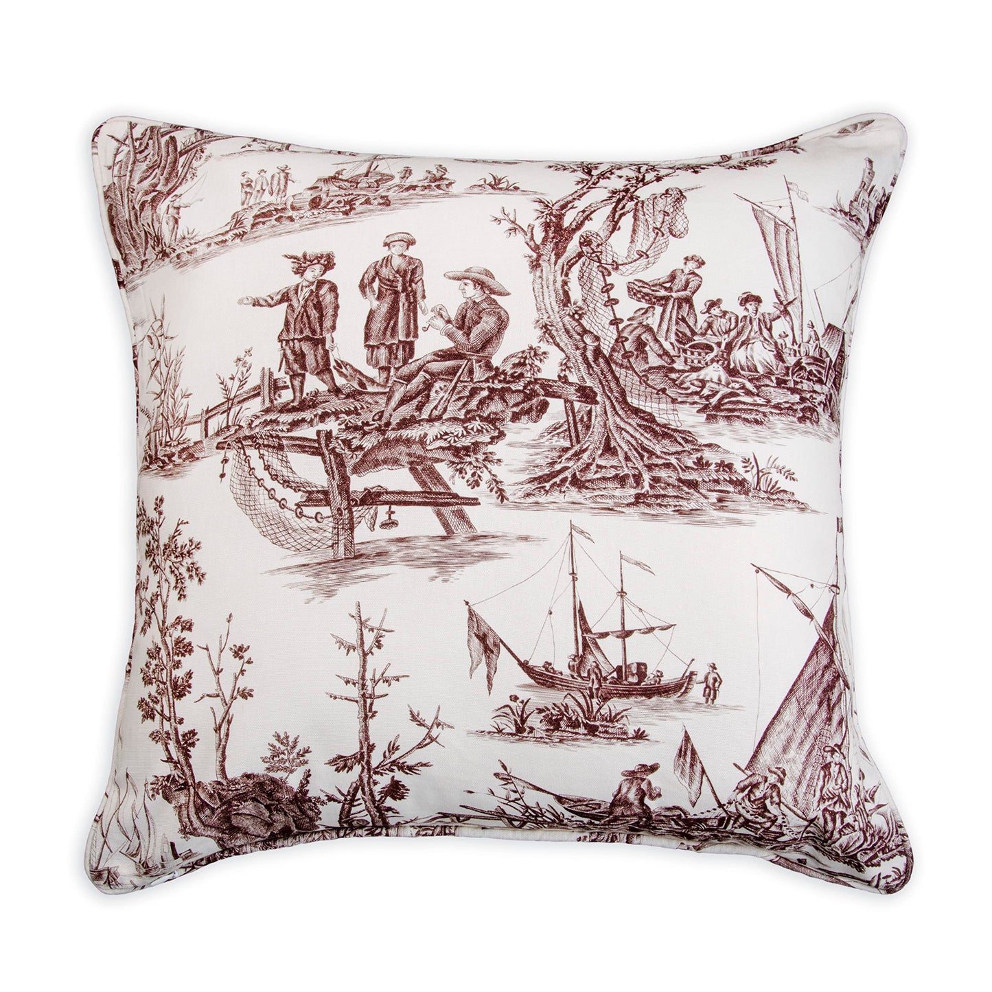 Maison d' Hermine Decorative Pillow Cover 100% Cotton, Toile Cushion Cover with Invisible Zipper for Bed, Living Room, Home Décor, Office, Sofa, The Miller - Denim - Spring/Summer (18"x18")