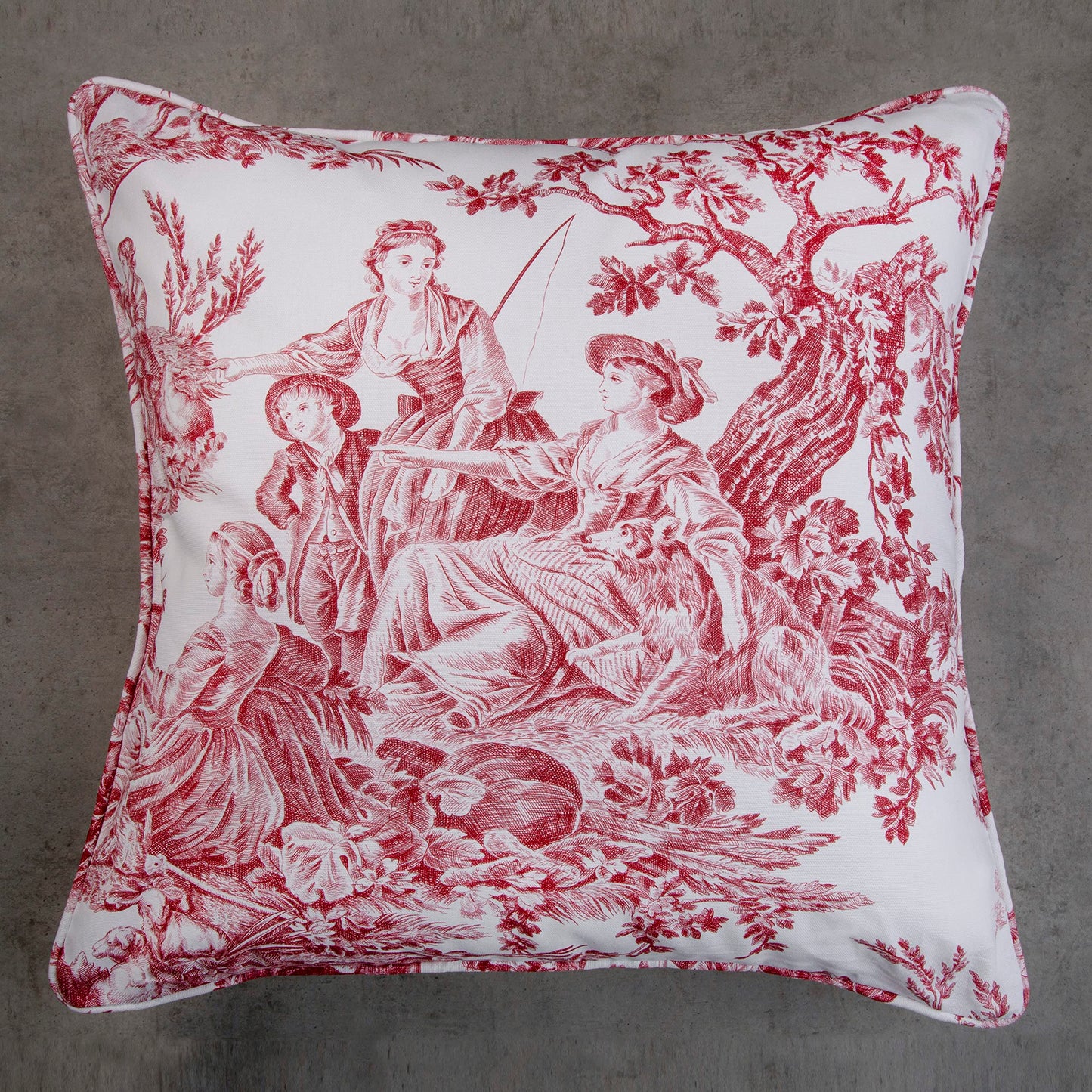 Maison d' Hermine Decorative Pillow Cover 100% Cotton, Toile Cushion Cover with Invisible Zipper for Bed, Living Room, Home Décor, Office, Sofa, The Miller - Denim - Spring/Summer (18"x18")