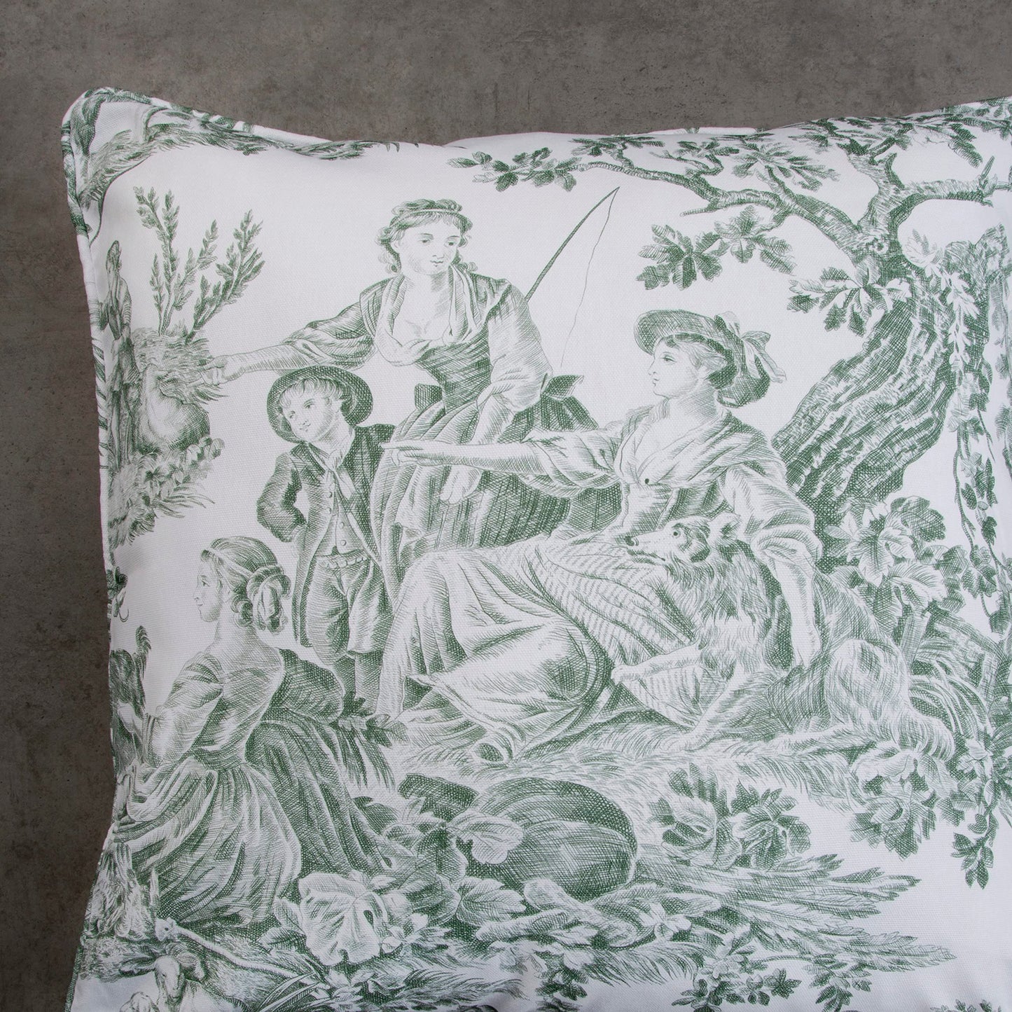 Maison d' Hermine Decorative Pillow Cover 100% Cotton, Toile Cushion Cover with Invisible Zipper for Bed, Living Room, Home Décor, Office, Sofa, The Miller - Denim - Spring/Summer (18"x18")