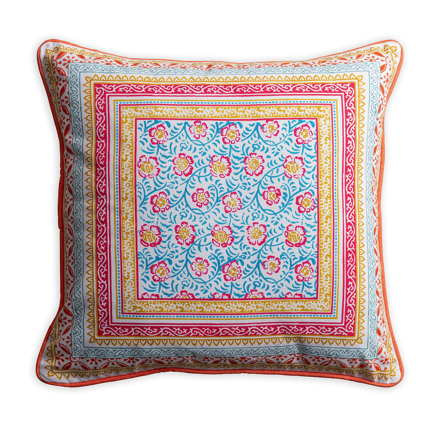Maison d' Hermine Decorative Pillow Cover 100% Cotton, Toile Cushion Cover with Invisible Zipper for Bed, Living Room, Home Décor, Office, Sofa, The Miller - Denim - Spring/Summer (18"x18")