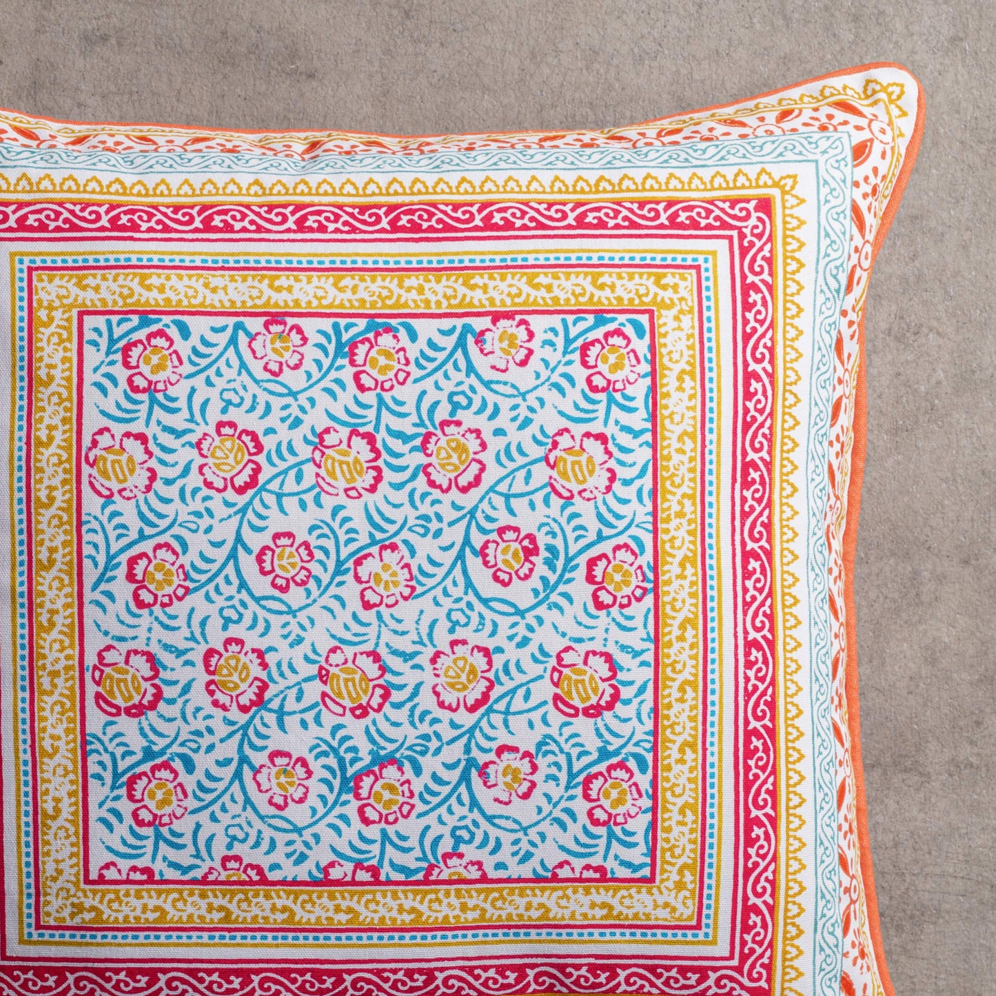 Maison d' Hermine Decorative Pillow Cover 100% Cotton, Toile Cushion Cover with Invisible Zipper for Bed, Living Room, Home Décor, Office, Sofa, The Miller - Denim - Spring/Summer (18"x18")