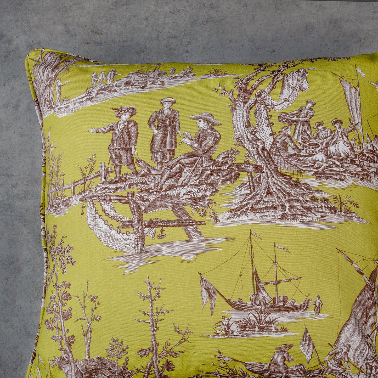 Maison d' Hermine Decorative Pillow Cover 100% Cotton, Toile Cushion Cover with Invisible Zipper for Bed, Living Room, Home Décor, Office, Sofa, The Miller - Denim - Spring/Summer (18"x18")